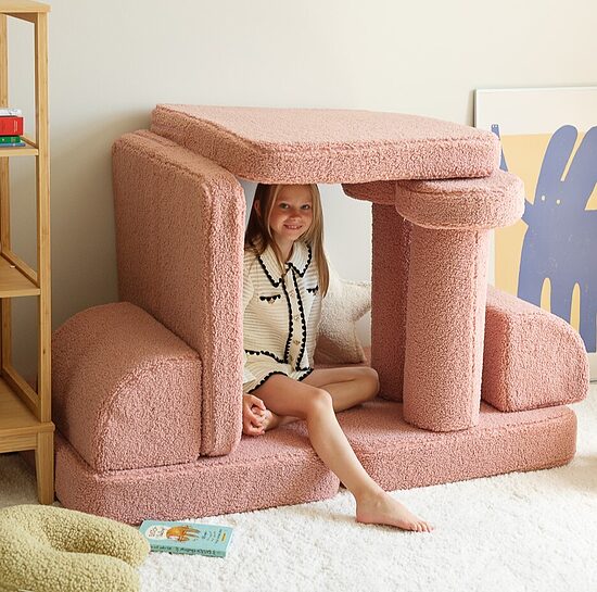 WIGIWAMA Guava Settee — Modular Kids Sofa in Bouclé Fabric, Available in 4 Colors